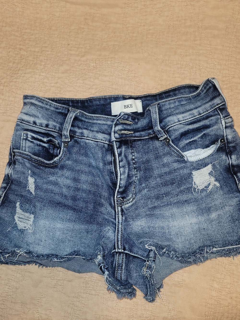 BKE Light Blue Distressed Denim Cutoff Shorts